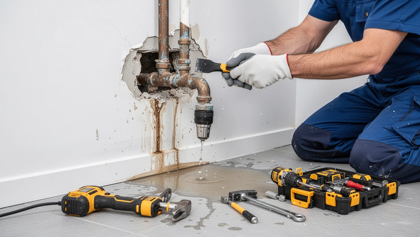 Leaking Pipe Water Damage Repair